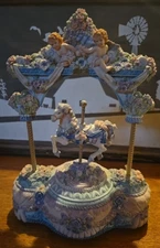 Vintage 1980's Carousel Horse Music Box Resin "Love Makes the World Go Round