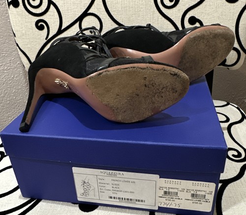 Aquazzura Black French Lover Laced Up Sandals Size 37.5/US 7.5 - Picture 5 of 7