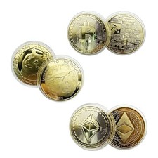 x3 Physical Crypto Currency Bitcoin Ethereum Doge More Collectible  Case Gift