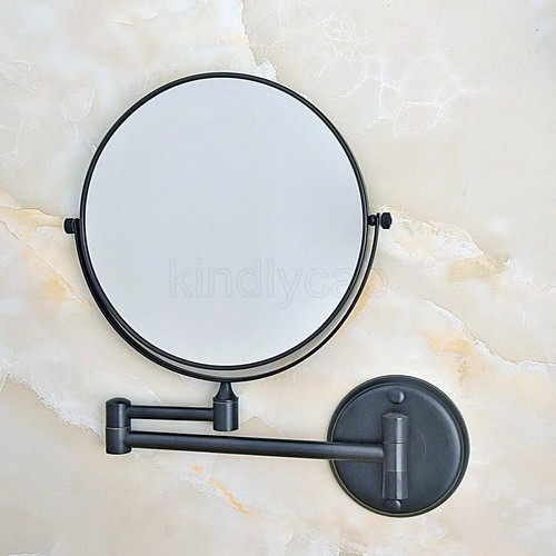 Black Brass Magnifying Makeup Mirror Wall Mounted Double Sided Bathroom Mirrors - Picture 6 of 9
