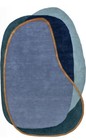 Blue Abstract Irregular Shaped New Zealand Wool Hand-Tufted Area Rug