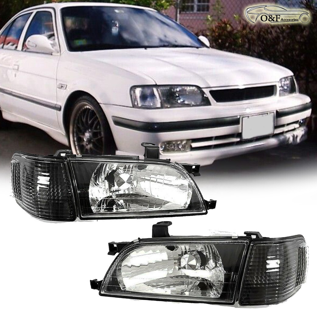 For 1995 1999 Toyota Tercel Headlights Black Clear Glass Crystal Lens ...