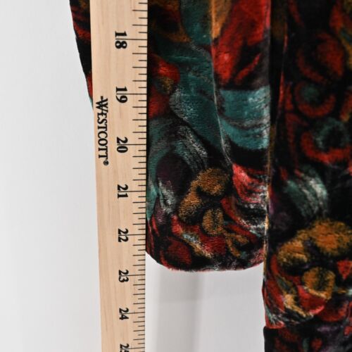 VTG Dress Sz 11/12 Black Floral Velvet Rhinestone Puff Long Sleeve Open Back 80s - Picture 14 of 14