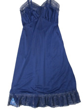 Vintage 1960s Van Raalte Philmy Full Slip Navy Blue Size 34 Silky Nylon 7979 34