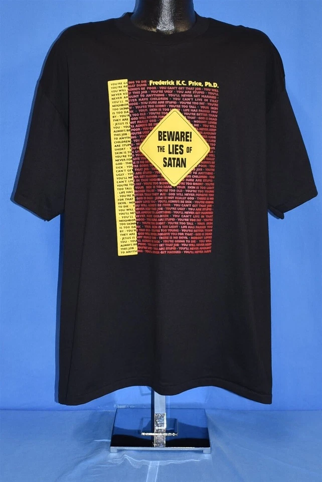 Camiseta vintage Y2K BEWARE LIES SATAN FREDERICK KC PRECIO PH D BOOK PROMO 2002 XL Foto 2 de 3