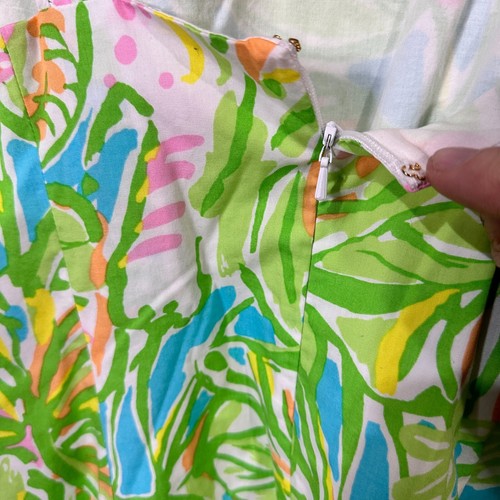 Lilly Pulitzer Fryer Elephant Ear Shift Dress Womens Sz 12 Green Floral Short - Picture 3 of 11