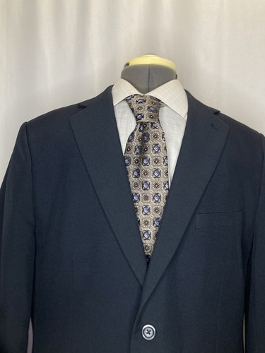 Mens Sport Coat Blazer Suit Jacket 43R 47" Navy Blue 2 Button Braveman Mint