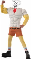 SpongeBob Muscle Chest Suit Child Halloween Costume Cartoon Movie Boys L