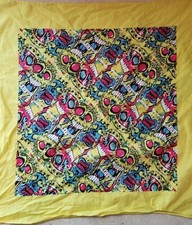 Vintage Neon Yellow Skulls Cotton Bandana 19"x20"