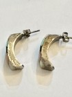 Vintage Zuni Multi Stone Inlay Sterling Silver Pierced Earrings Signed GK — photo 3