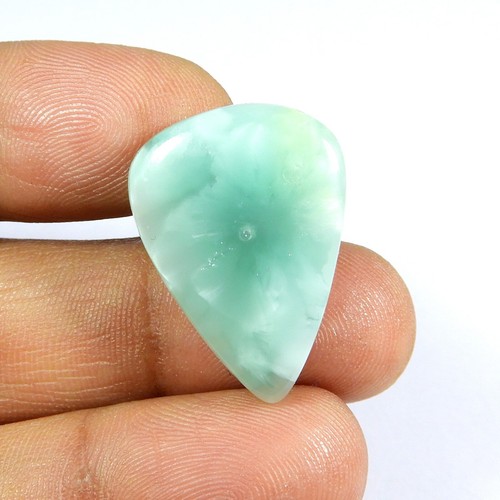 Sky Blue Larimar Pattern Hemimorphite Pear Gemstone Cabochon Loose 22 Cts #10652 - Picture 3 of 6