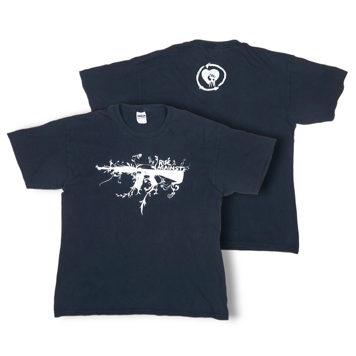 Vintage Y2K Rise Against Machine Gun Band Merch Double-Sided Black 