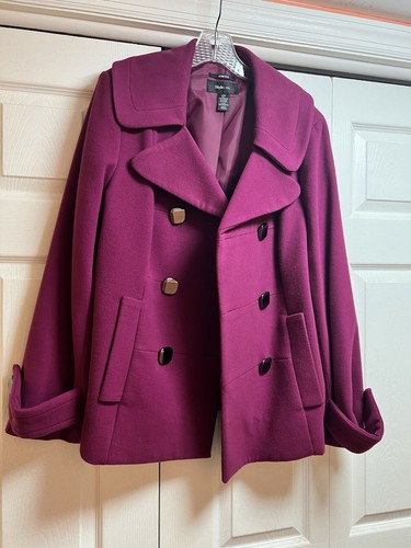 Purple Double Breasted Button Women jacket Size L. Excellent Pre Owned Condition - Picture 2 of 13