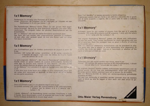 Ravensburger Spiel - 1 x 1 Memory 1975 Legespiel - Bild 10 von 10