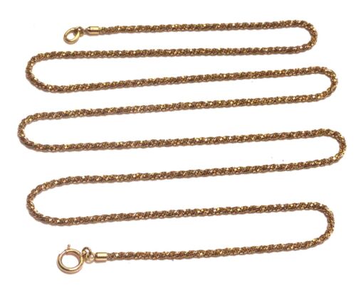 14K Gelbgold Doppelverschluss gedrehte Box Kette Halskette massiv 24" 1,5mm 6,7g