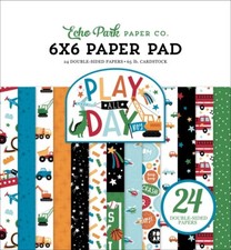 Echo Park PLAY ALL DAY BOY 6x6 Paper Pad 24pc Baby Scrapbook Mixed Media