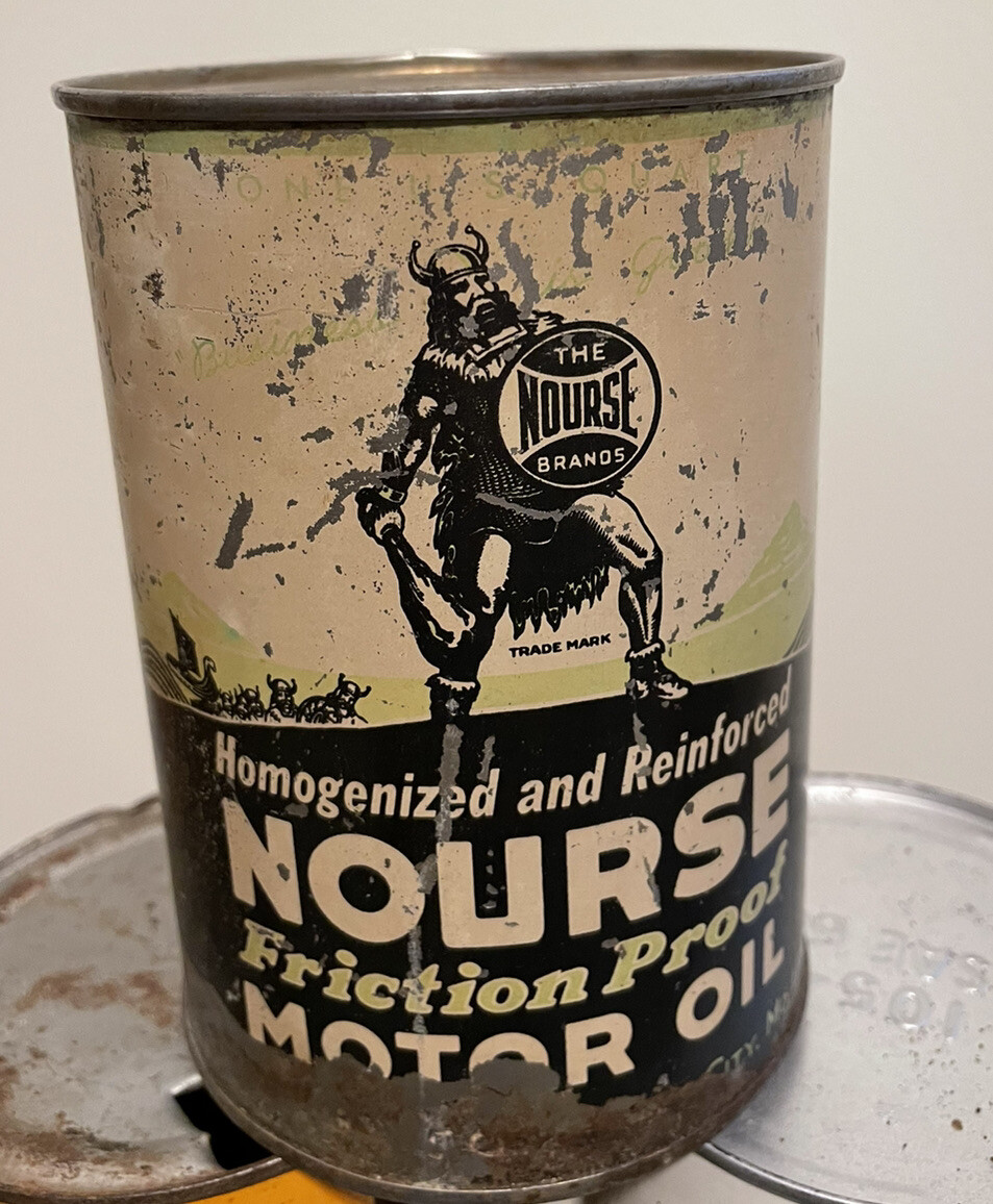 Vintage Nourse Qt Green Motor Oil Can Metal Kansas City MO