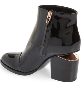 black patent ankle booties