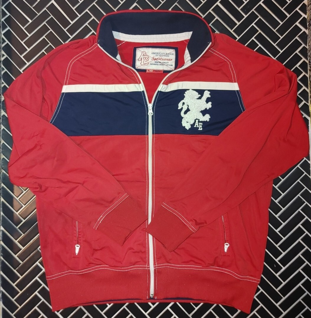 Rare Vintage American Eagle Zip Up Prep Jacket With Embroidered Lion Size  Large