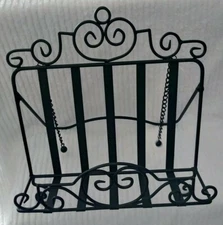 Cookbook Book Holder Stand Bible Wrought Iron Metal Black Folding Rack Heavy