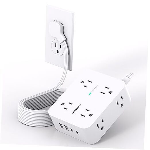 Extension Cord 10 Ft, Ultra Thin Flat Plug Power Strip 10Ft Flat Extension Cord-image