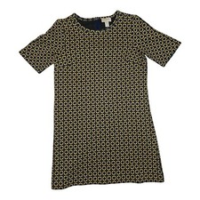Loft A-Line Dress Women's Medium Short Sleeve Geometric Pattern Stretch 1/2 Zip