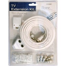 15M COAXIAL TV EXTENSION KIT AERIAL CABLE COAX LEAD TELEVISION WIRE PLUGS NEW