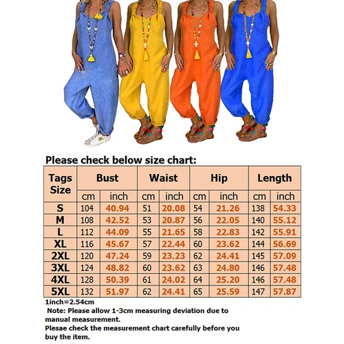 S-5XL tuta donna casual ampia moda salopette tuta da gioco pantaloni salopette - Foto 3 di 30