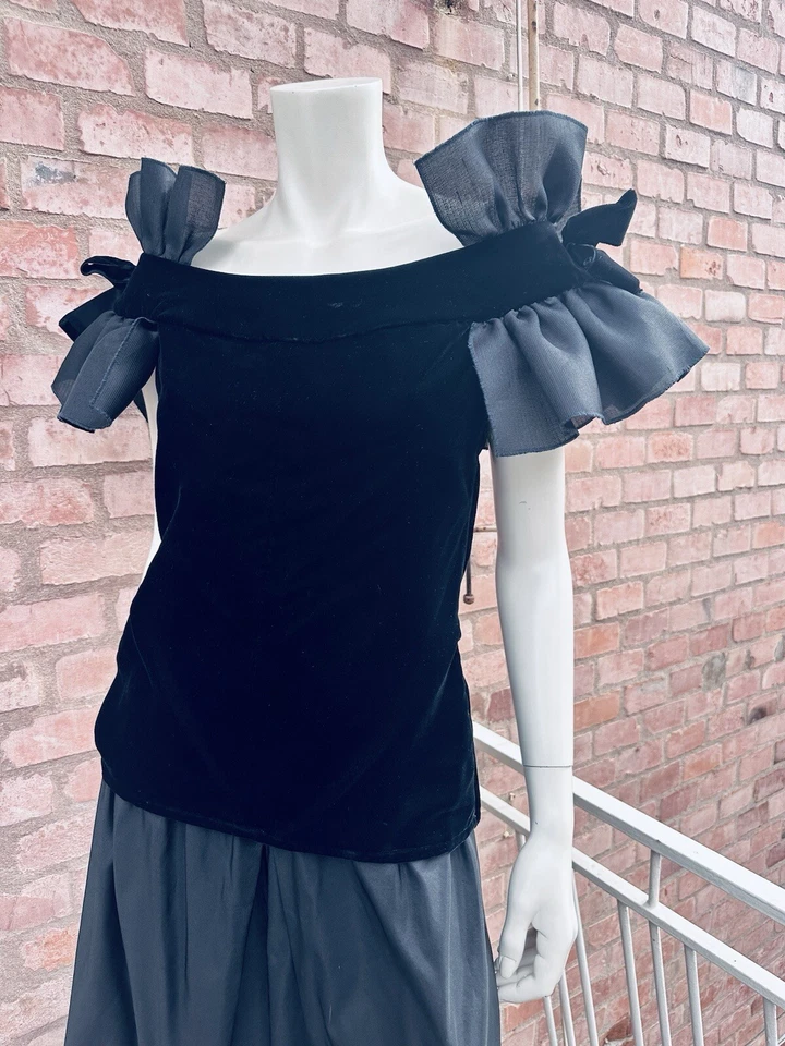 YVES SAINT LAURENT YSL Vintage Años 70 Negro Terciopelo Falda Pantalones Conjunto a Juego 40 S🖤 Foto 4 de 4