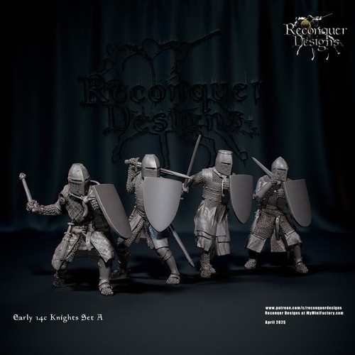 Reconquer Designs Miniature Medieval 14th Century Knights Mounted & On Foot 28mm - 第 6/9 張圖片