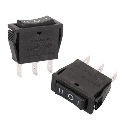 Baomain 2-Pack Rocker Switch, ON/Off/ON SPDT 3 Pin 16A/250VAC Single, Black 