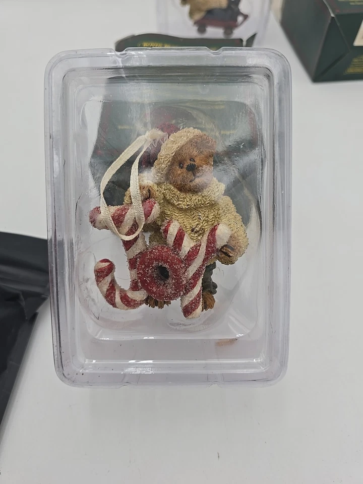 Boyds Bears Holiday Figurine Ornaments Bearstone Lot Of 3 Red Dot w/ Boxes - Image 2 of 4