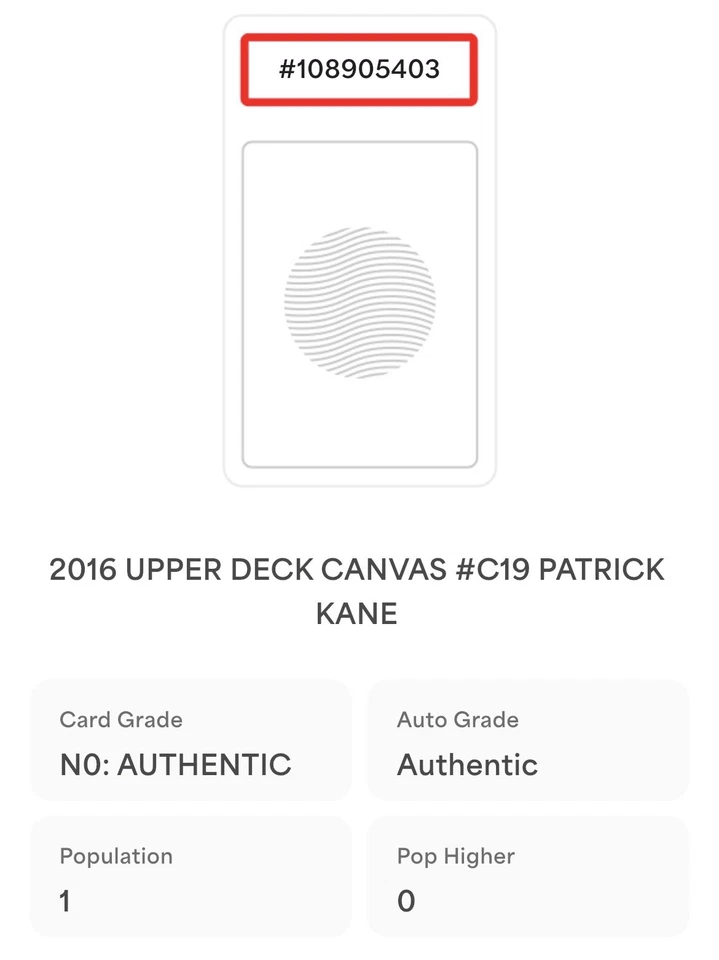Patrick Kane Signed 2016 Upper Deck Canvas #C19 PSA/DNA Slab POP 1 - Image 3 of 3
