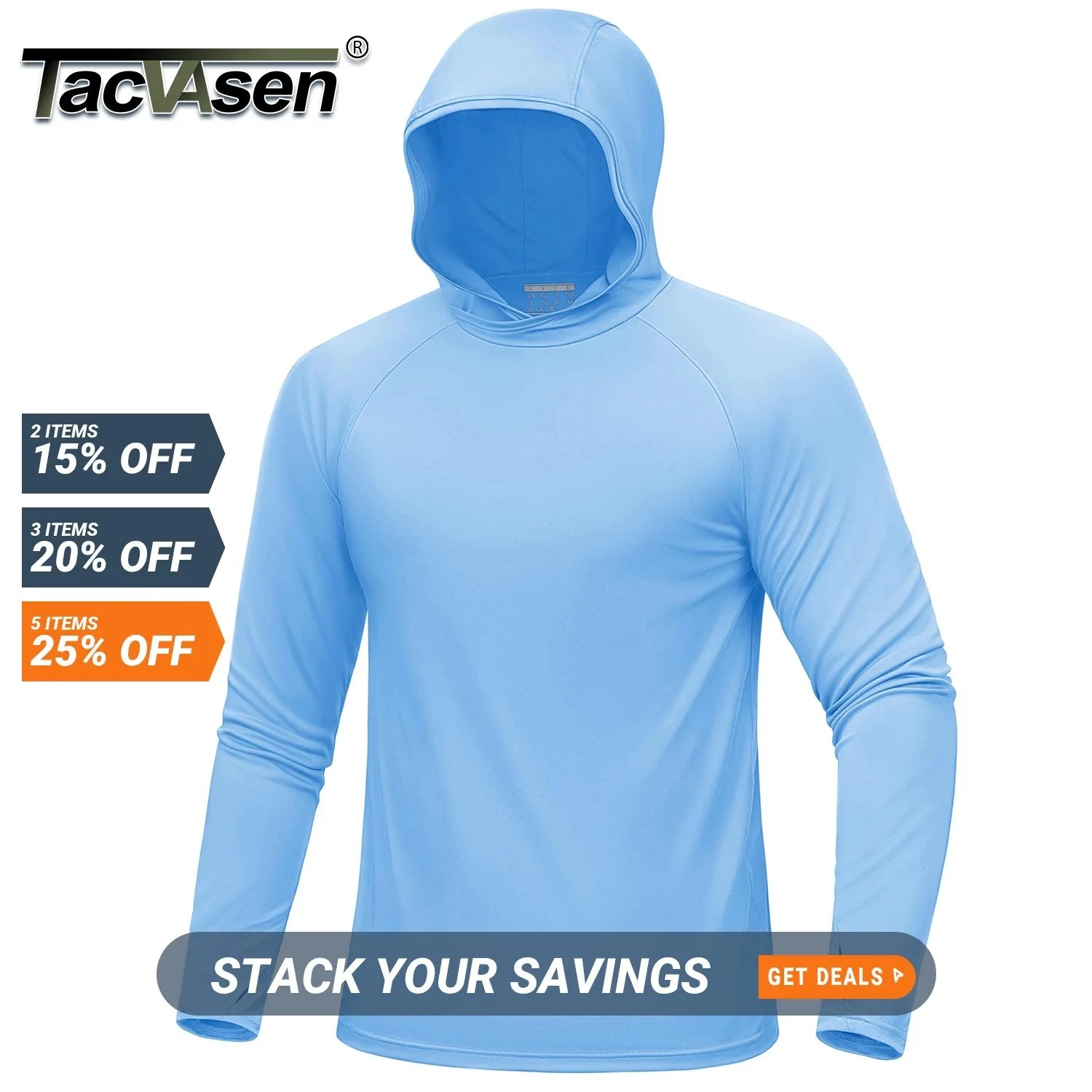 Men's UPF 50+ Sun Protection Hoodie Shirts Long Sleeve Fishing Shirts Outdoor