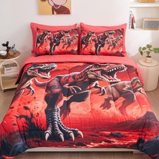 Kid Twin Comforter Set 5 Piece Dinosaur Bedding Set for Boys, Ultra Soft and ...