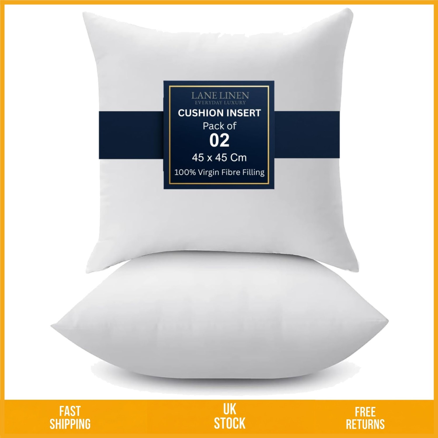 Plump Hollowfibre Inner Throw Pillow Inserts Sofa Bed Pads 45x45cm Pack of 2
