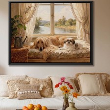 Vintage Afghan Hound Dog Oil Painting Wall Art for Cozy Living Room Decor