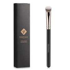 TEOYALL Under-Eye Concealer Brush, Small Flat Angled Synthetic Bristles Black 