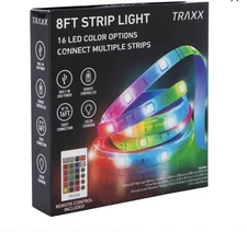 Brand New 8 FT Strip Light by Traxx 16 LED Color Options Remote Controlled