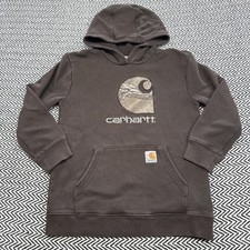 Carhartt BOYS MEDIUM 10-12 CA8297 Big C RealTree Camo Brown Hooded Sweatshirt