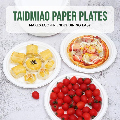 9 Inch Paper Plates 100 Pack - 100% Compostable Dinnerware | Leak & Grease Re... - Picture 7 of 8