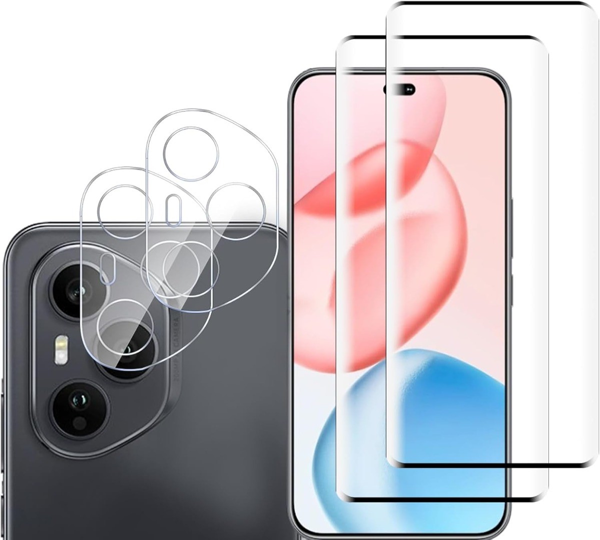 Beukei Honor 400 Pro beschermfolie, 2 stuks pantserglas [3D gebogen volledige afdekking] [kras] [zonder luchtbellen] [9H hardheid] gehard glas