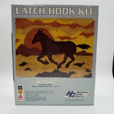 Vintage National Yarn Crafts Mustang R517 Latch Hook Kit 20x27" NIP