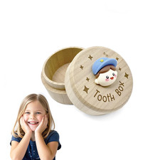 Tooth Fairy Box, 3D Tooth Box Keepsake Holder for Lost Tooth, 3D Carved Wooden T