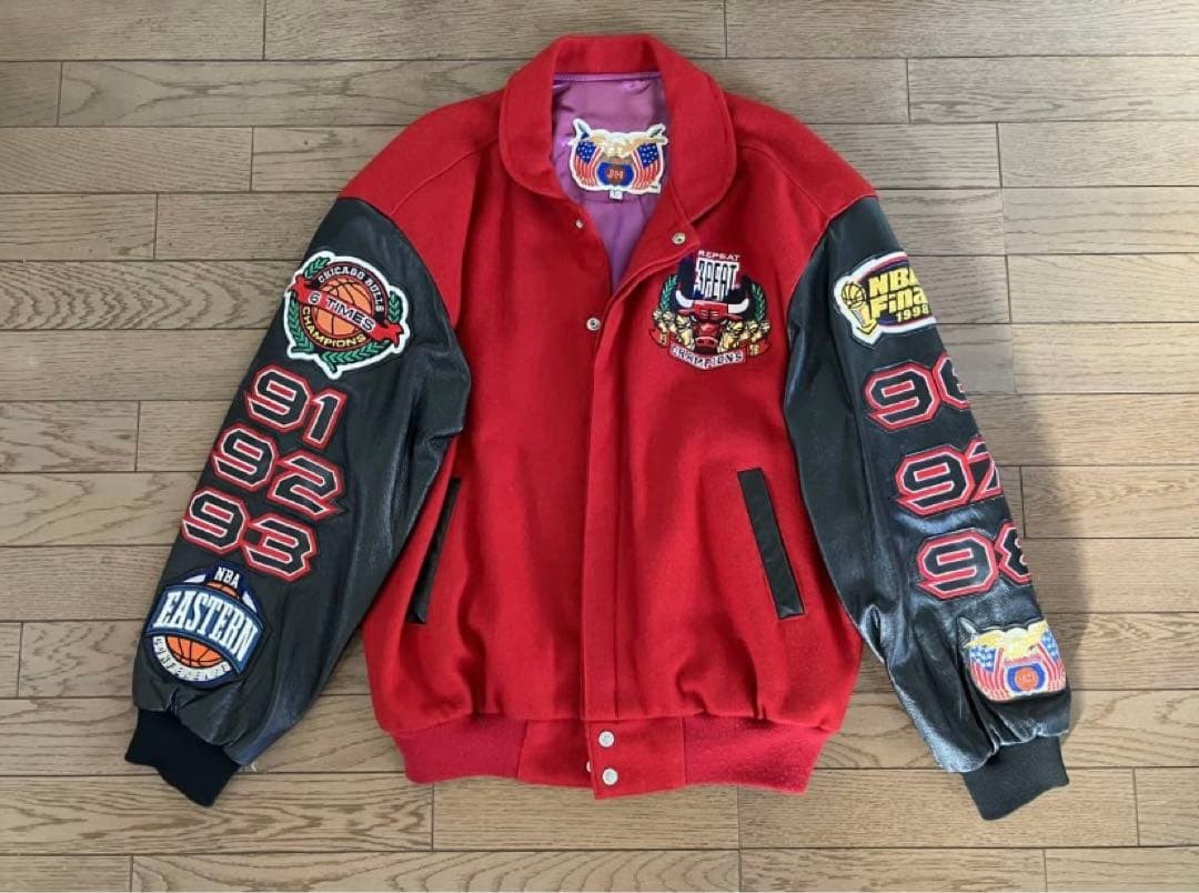 Jeff Hamilton NBA Wool & Leather Jacket L Red/Black Used