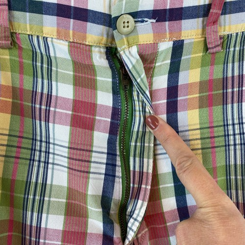 VTG 90s Polo Ralph Lauren Madras Plaid Patchwork 9" Prospect Shorts Size 36 - Picture 5 of 14