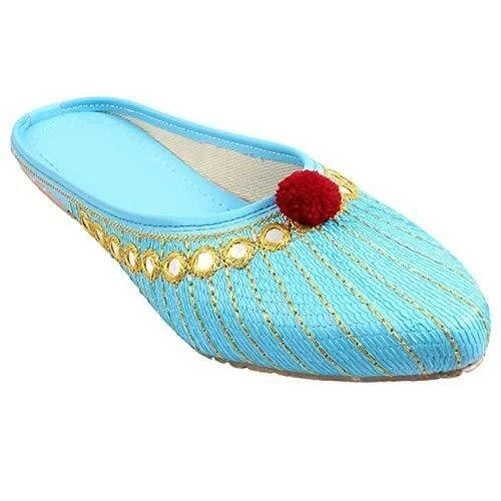 Women Girls ethnic Jaipur bridal Jutti mojari US size 6-11 Fluorescent Color - Image 2 of 4
