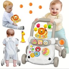 Baby Walker Trolley Cute Lion Early Educational Learning Walking Pushing Wheel