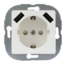 REV Ritter Steckdose PrimaLuxe 2-fach mit USB-Buchse Unterputz weiß