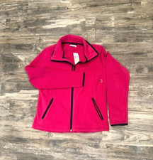 Nautica Women's Pink w/ Navy Blue Trim Fleece Jacket Medium , Full Zip